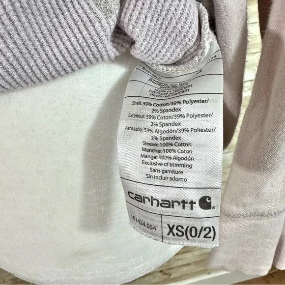 Carhartt- Lavender Waffle Fabric Zip Up Hooded Lightweight Sweatshirt- XS 0-2 - Picture 5 of 7